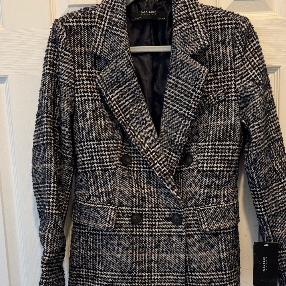 Zara Basic Collection Plaid Double-Breasted Blaze… - image 2